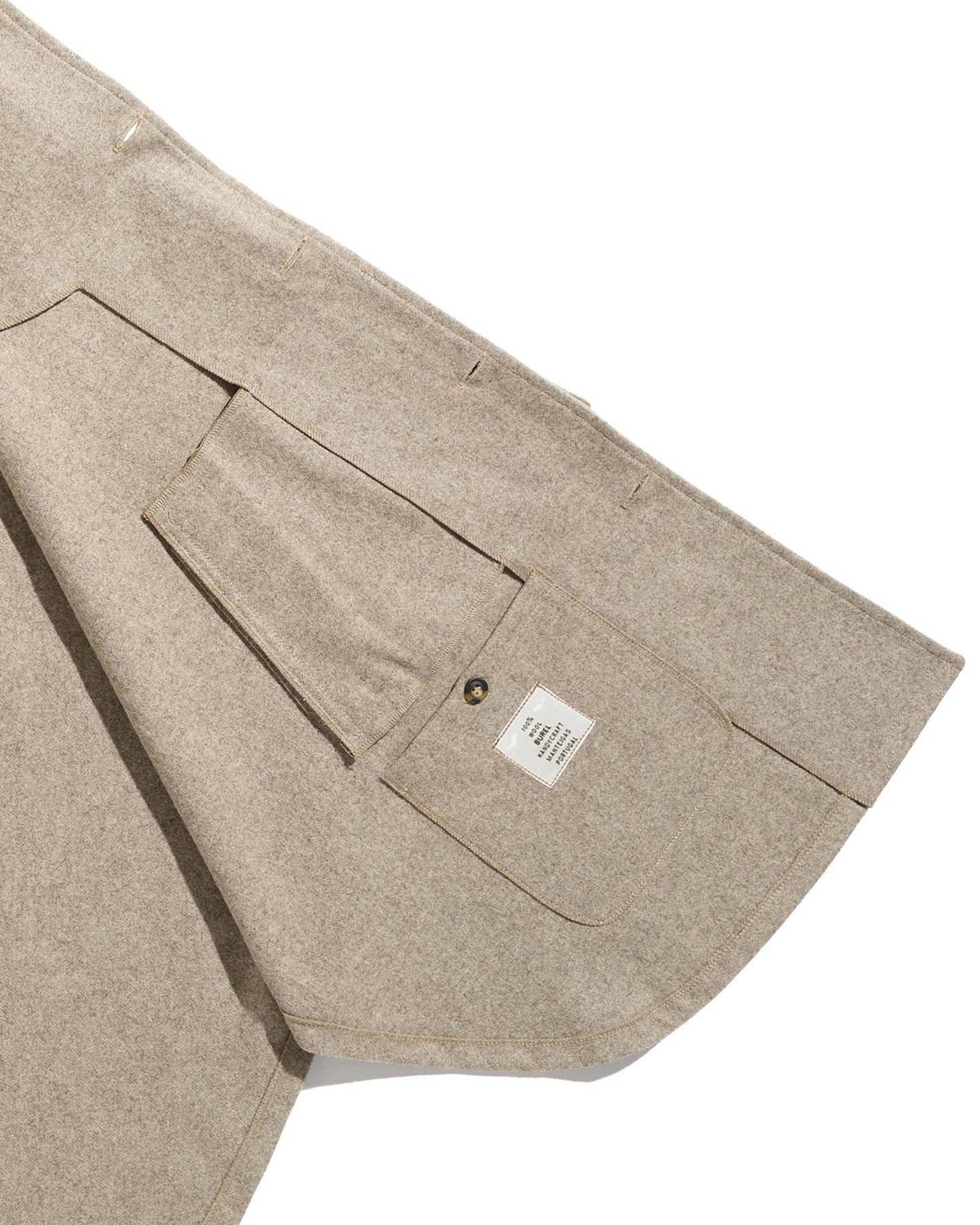 Cape de berger en laine burel beige avec capuche amovible