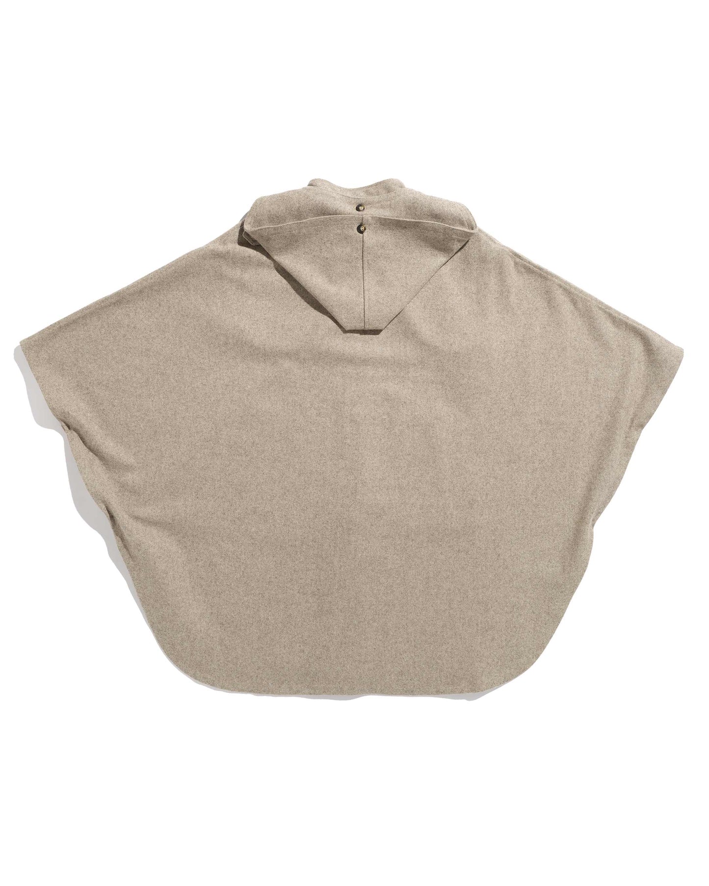 Cape de berger en laine burel beige avec capuche amovible