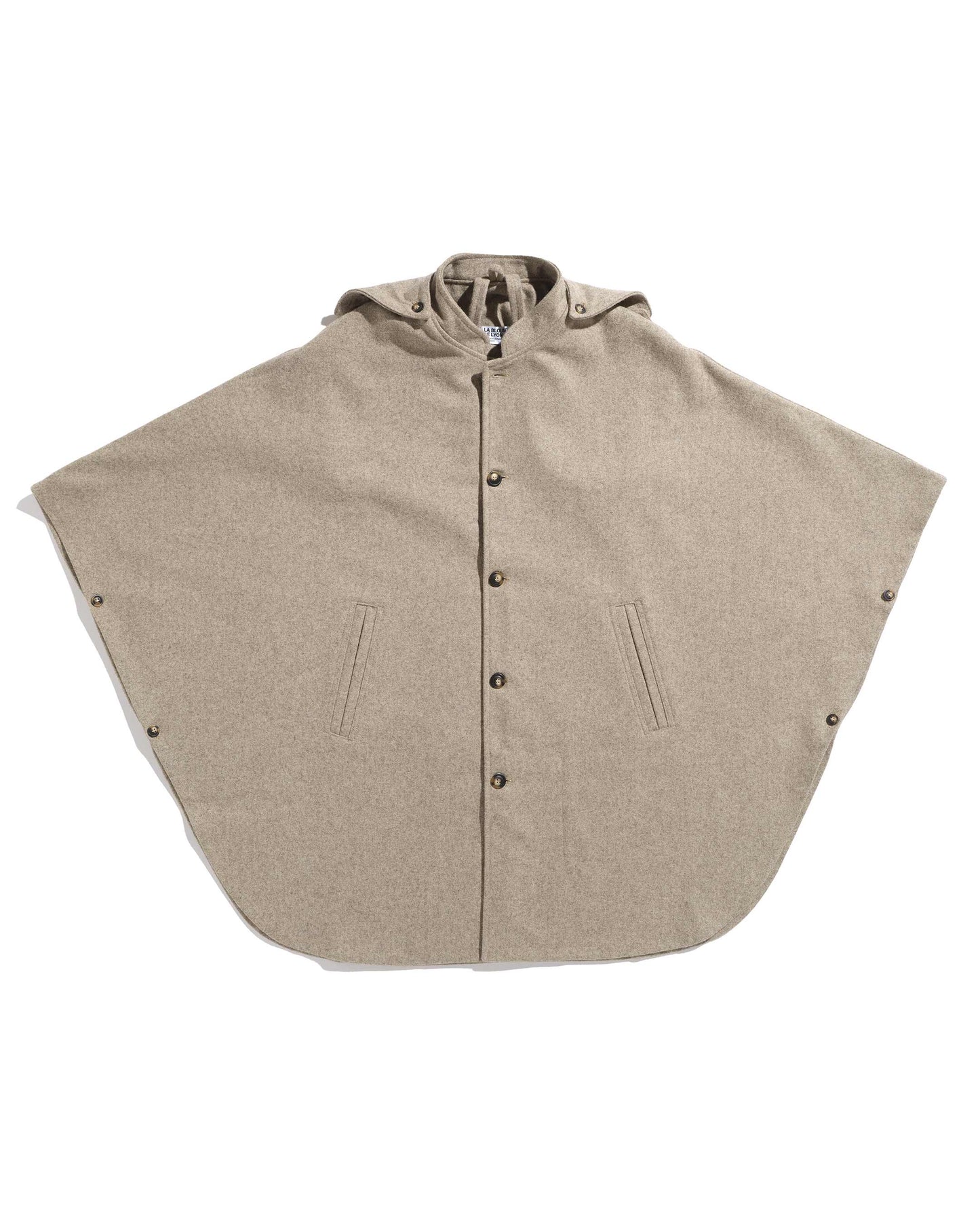 Cape de berger en laine burel beige avec capuche amovible