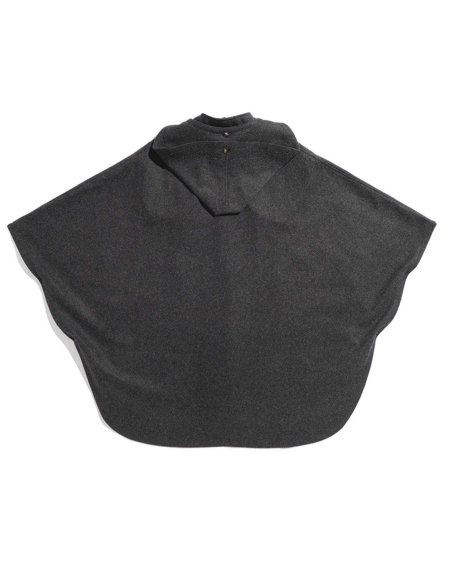 Cape de berger en laine burel anthracite avec capuche amovible
