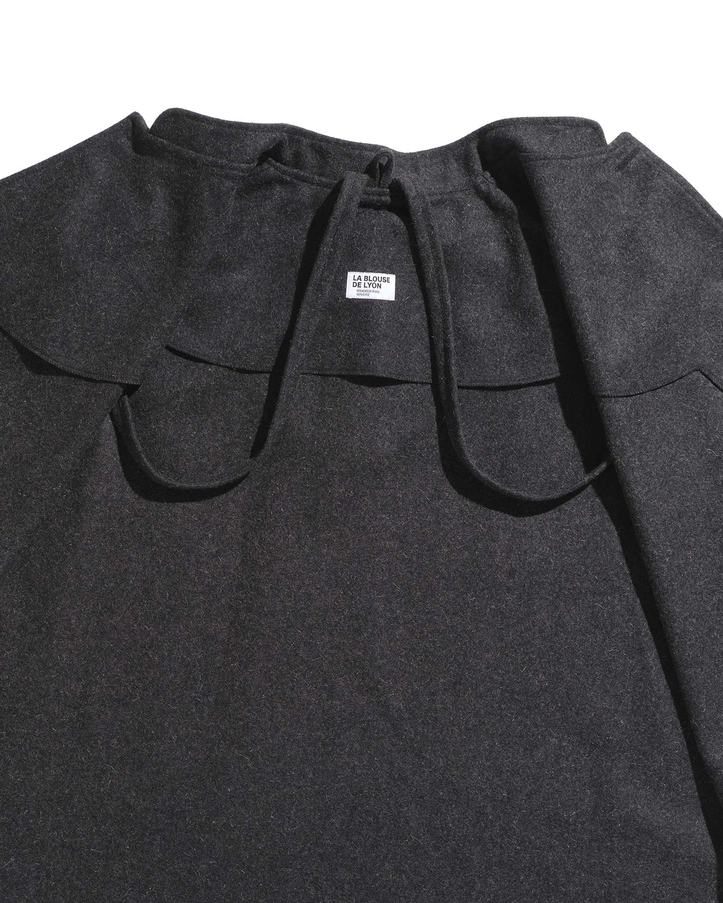 Cape de berger en laine burel anthracite avec capuche amovible