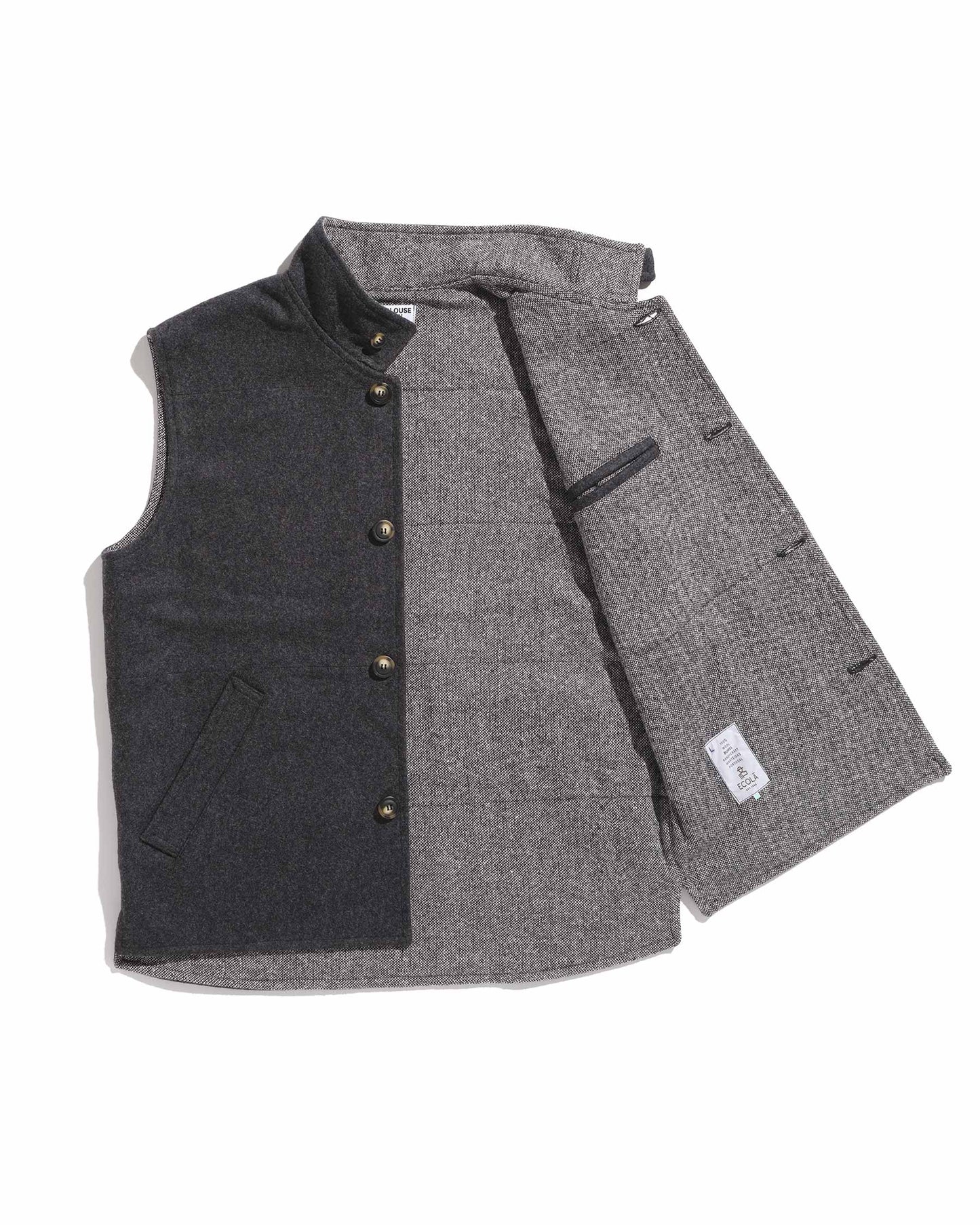 Gilet col montant laine burel anthracite