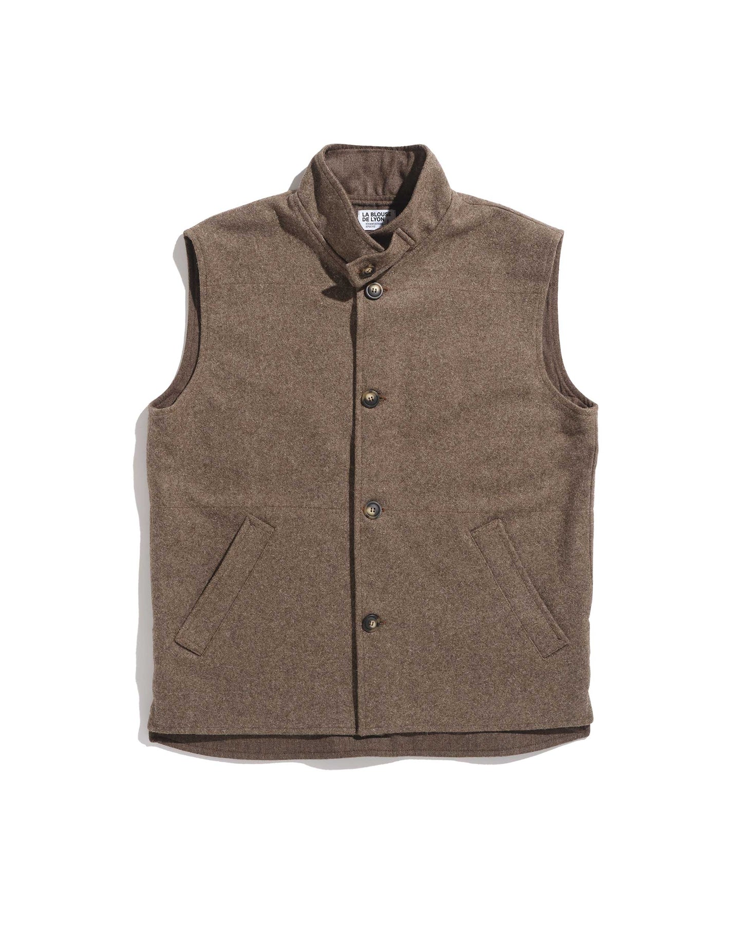 Gilet col montant laine burel beige
