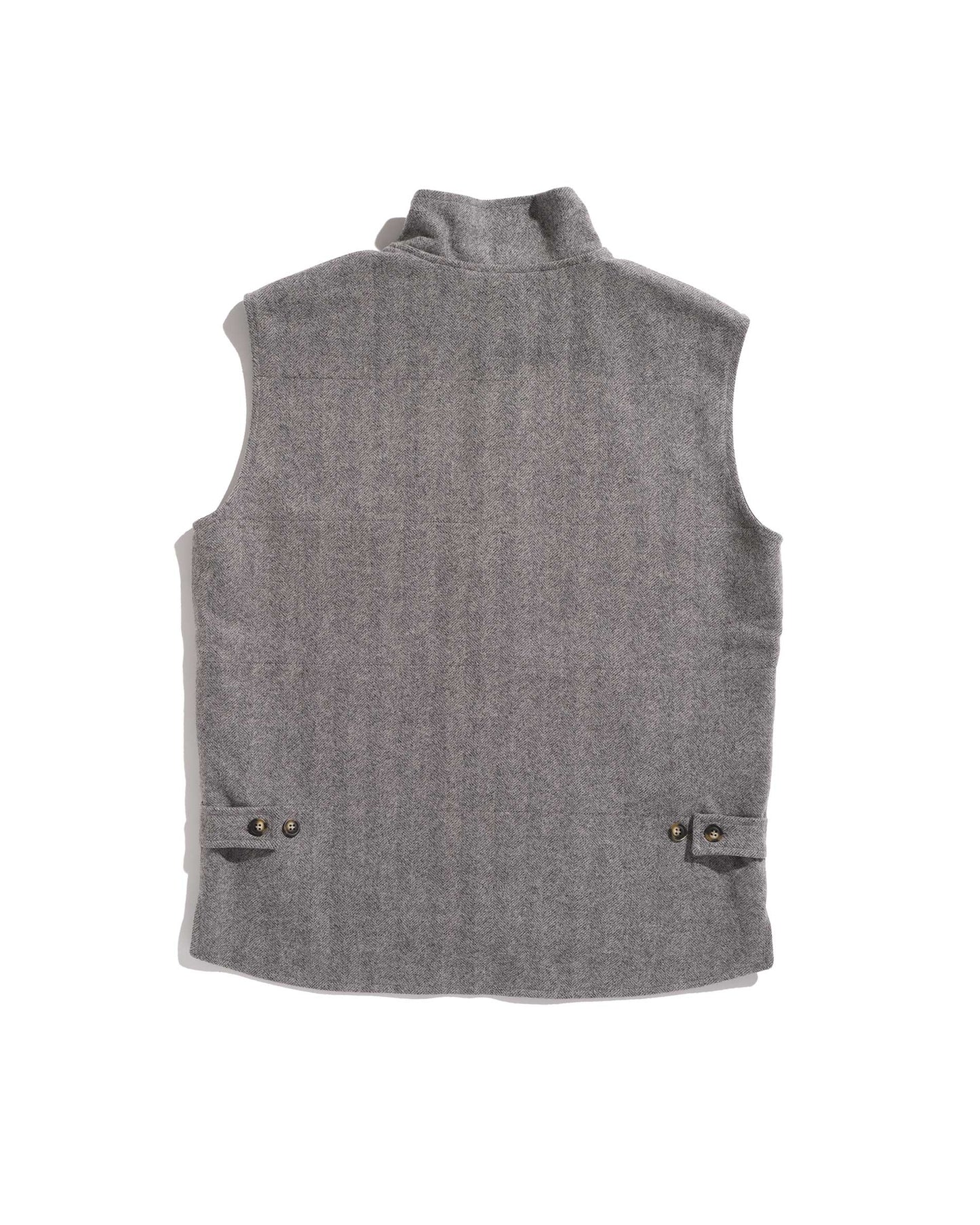 Gilet col montant laine burel chevrons gris clair