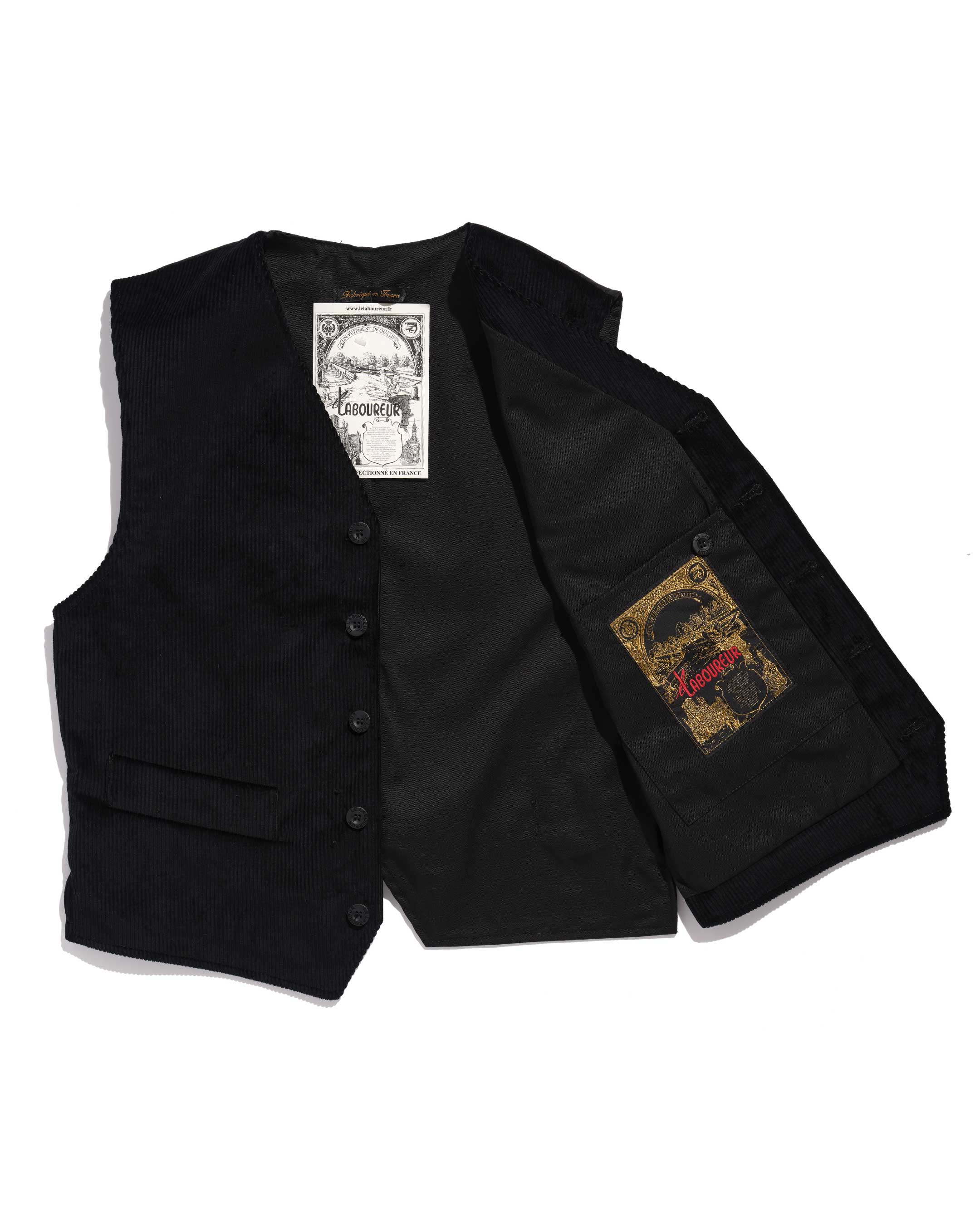 30s FRENCH CORDUROY GILET VEST 30's】French Vintage Brown Corduroy