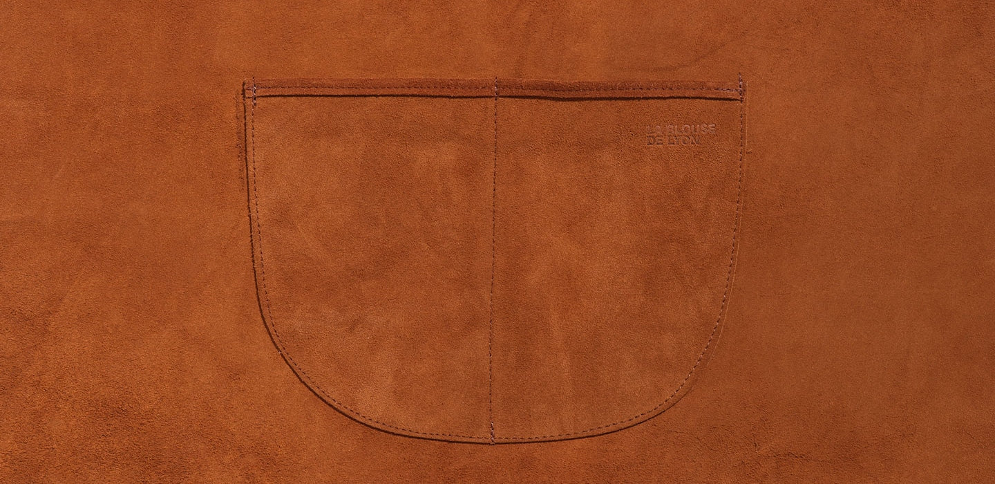 Tablier court croute de cuir