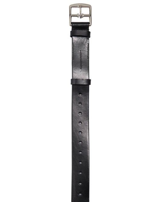 Smooth black vegetable-tanned leather belt