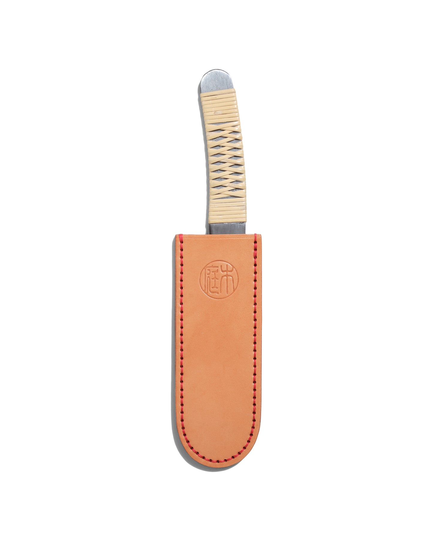 Grand Kiridashi manche rotin + étui en cuir naturel - Niwaki