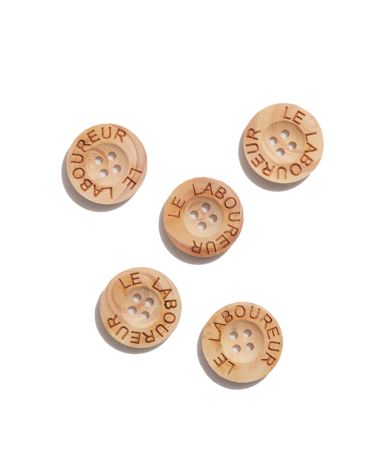 Jeu de 5 boutons 22mm bois - Le Laboureur