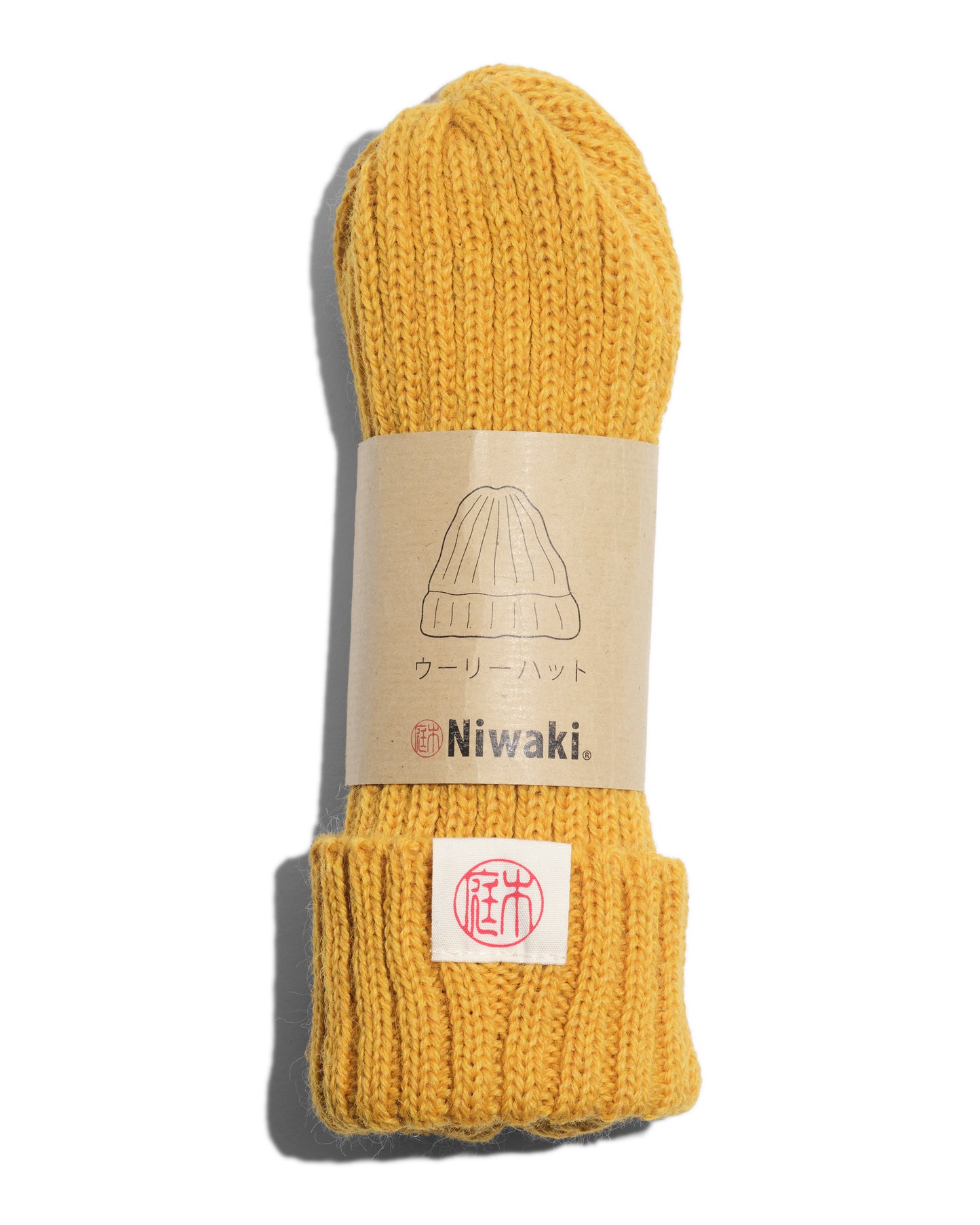 Bonnet 100% laine vierge - jaune karashi - Niwaki