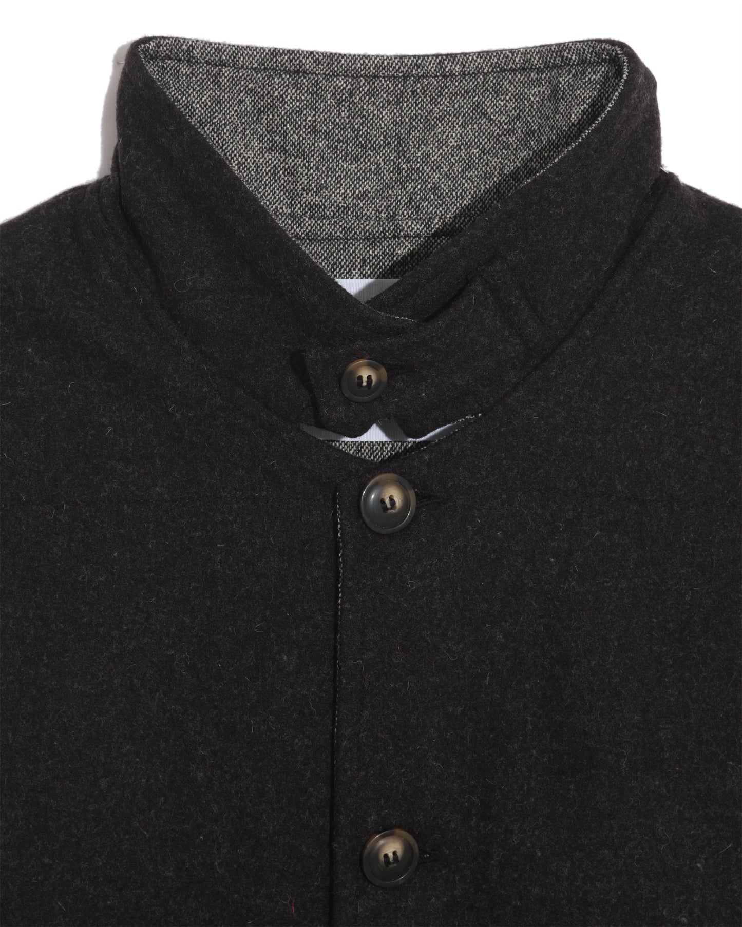 Anthracite burel wool high collar cardigan