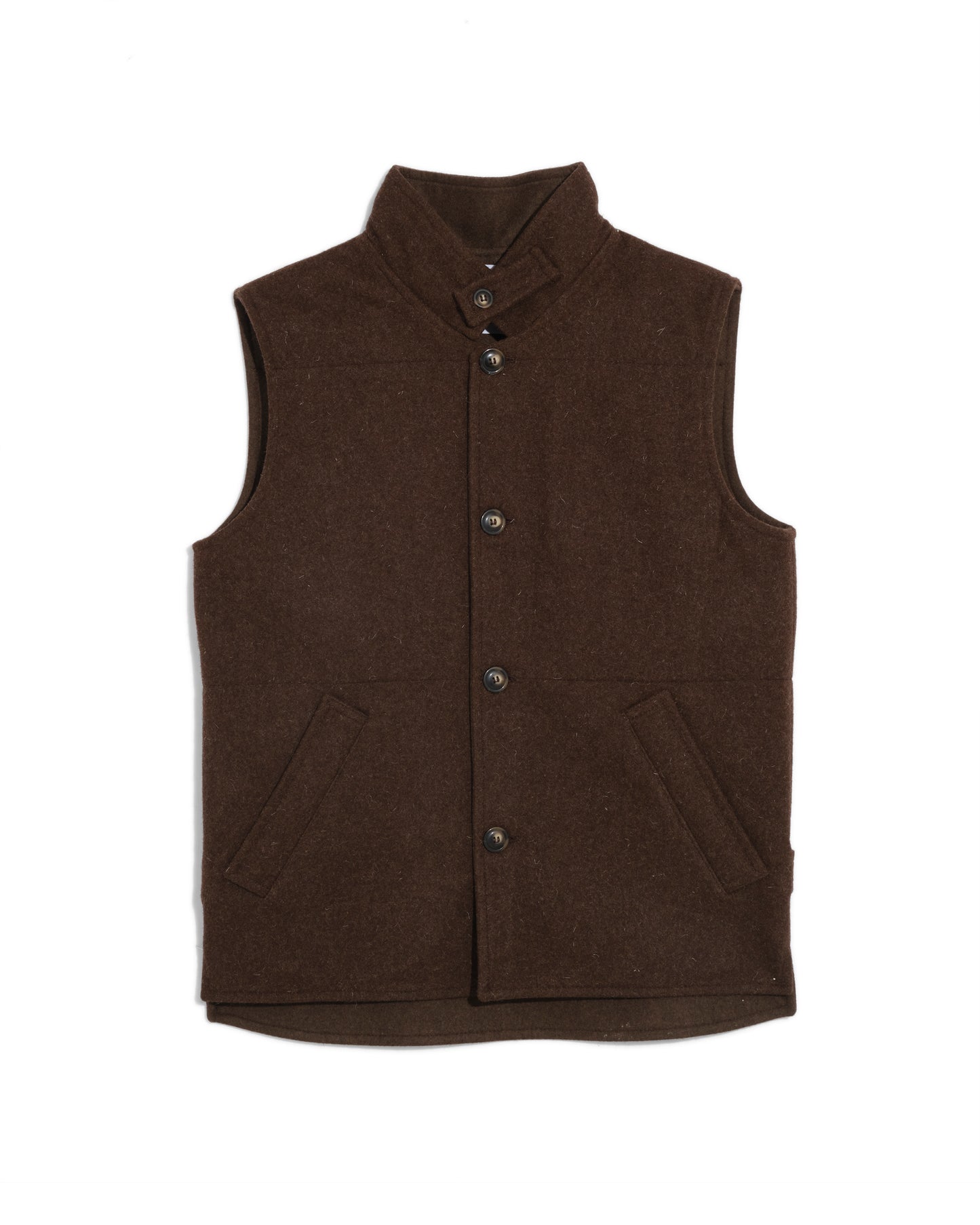 Gilet col montant laine burel - marron - La Blouse de Lyon