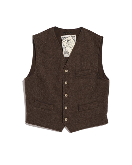 Le Laboureur vest in brown burel wool