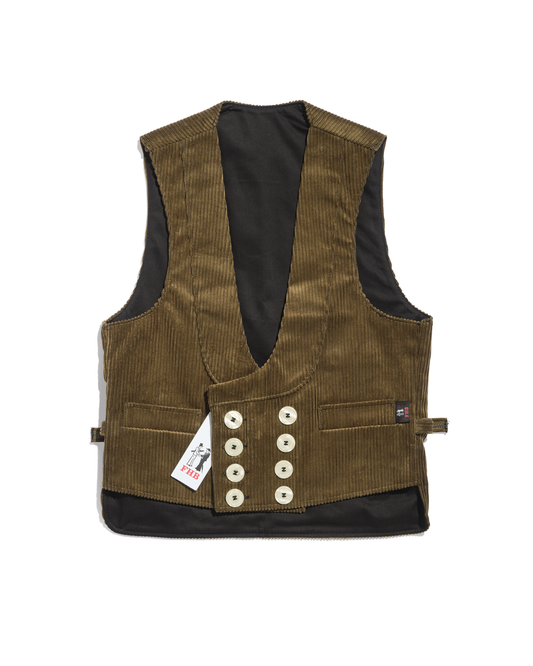 German corporate vest in olive brown rush velvet