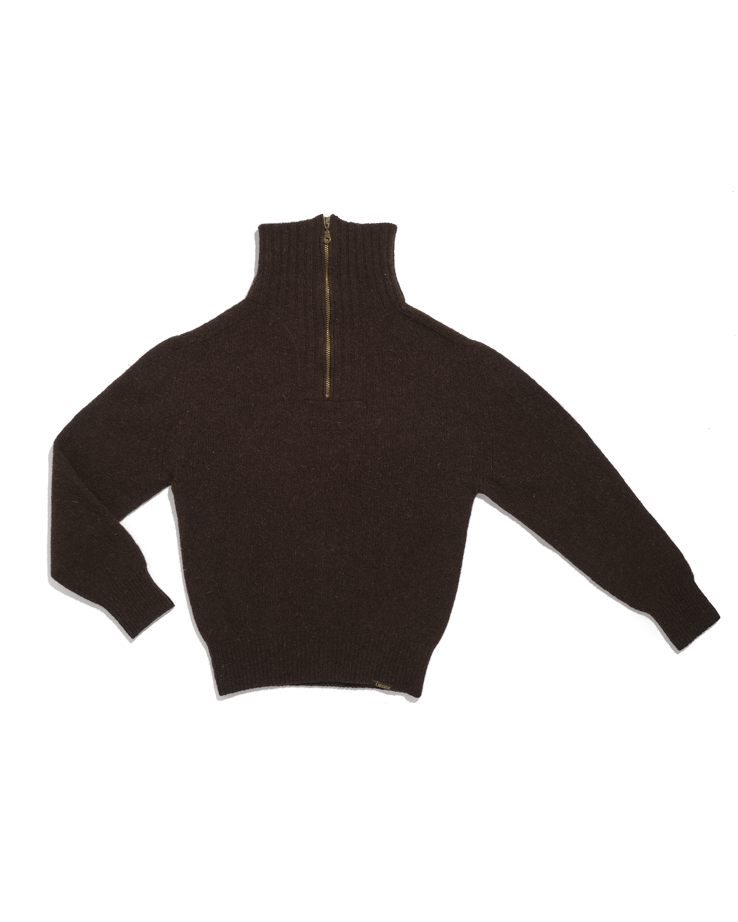 Trucker sweater made from brown burel wool