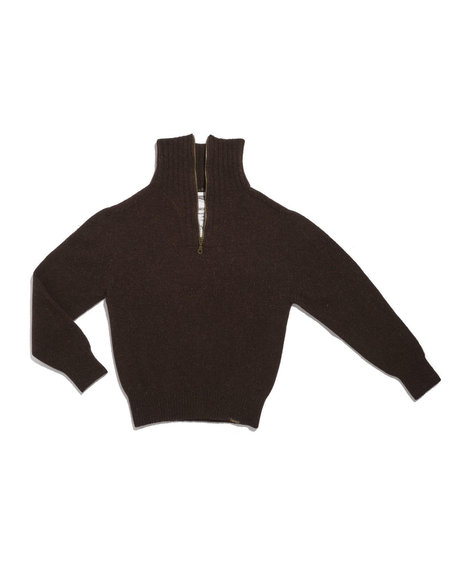Trucker sweater made from brown burel wool