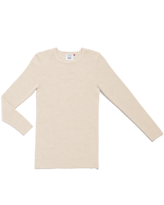 Long-sleeved sweater 100% ecru merino