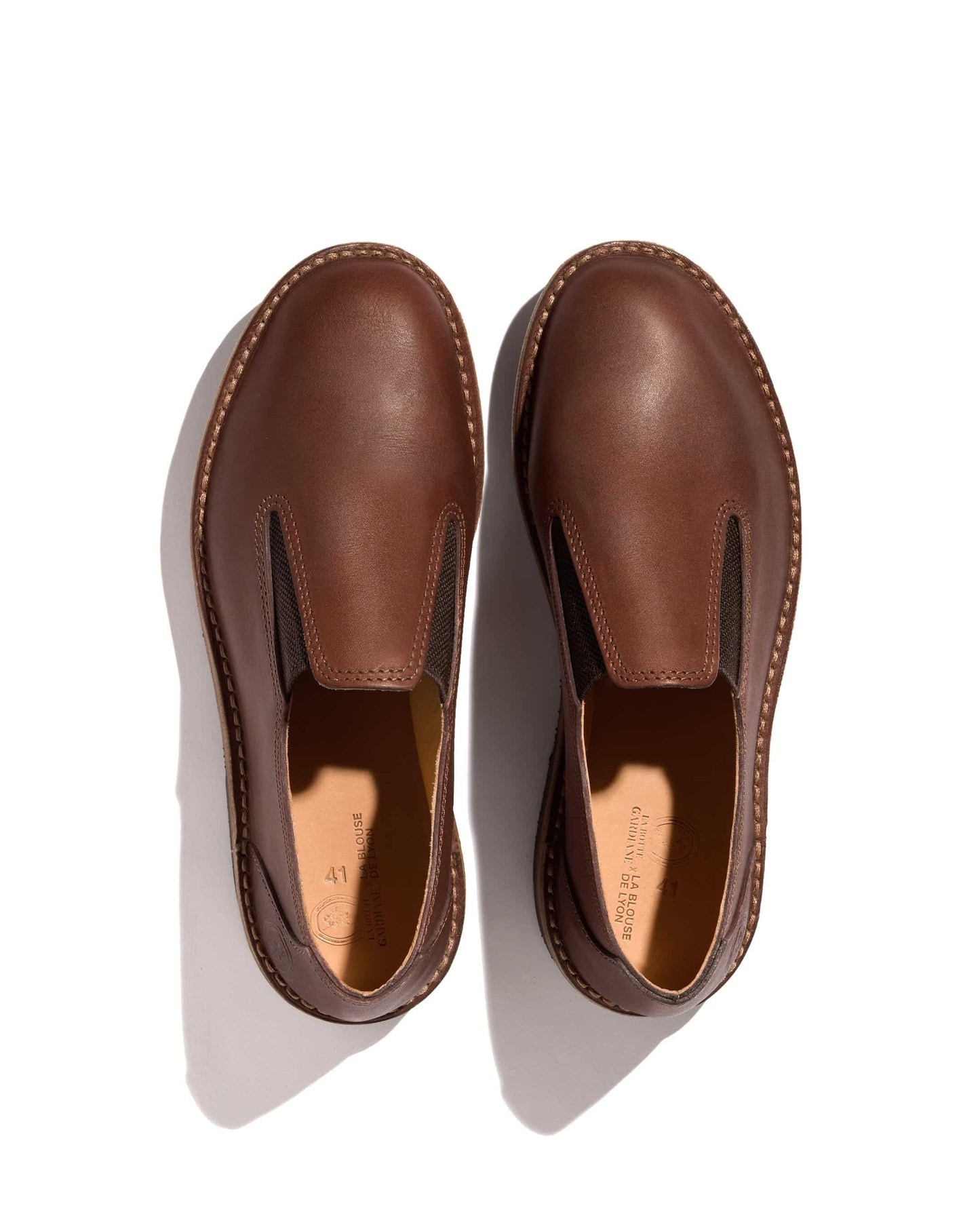 Brown oiled leather slip-on