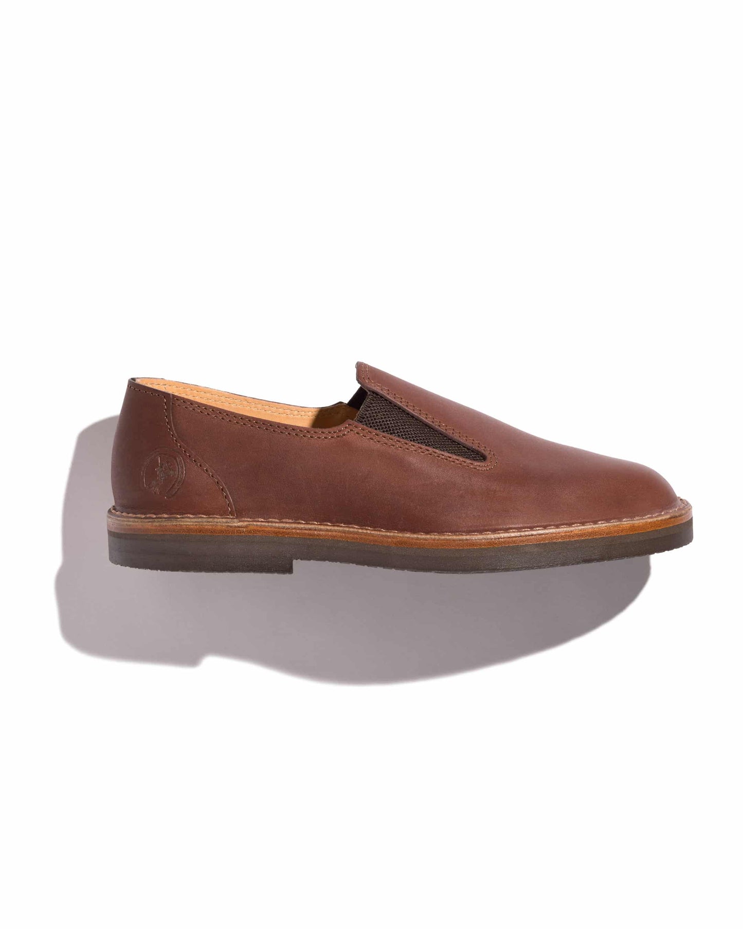 Brown oiled leather slip-on