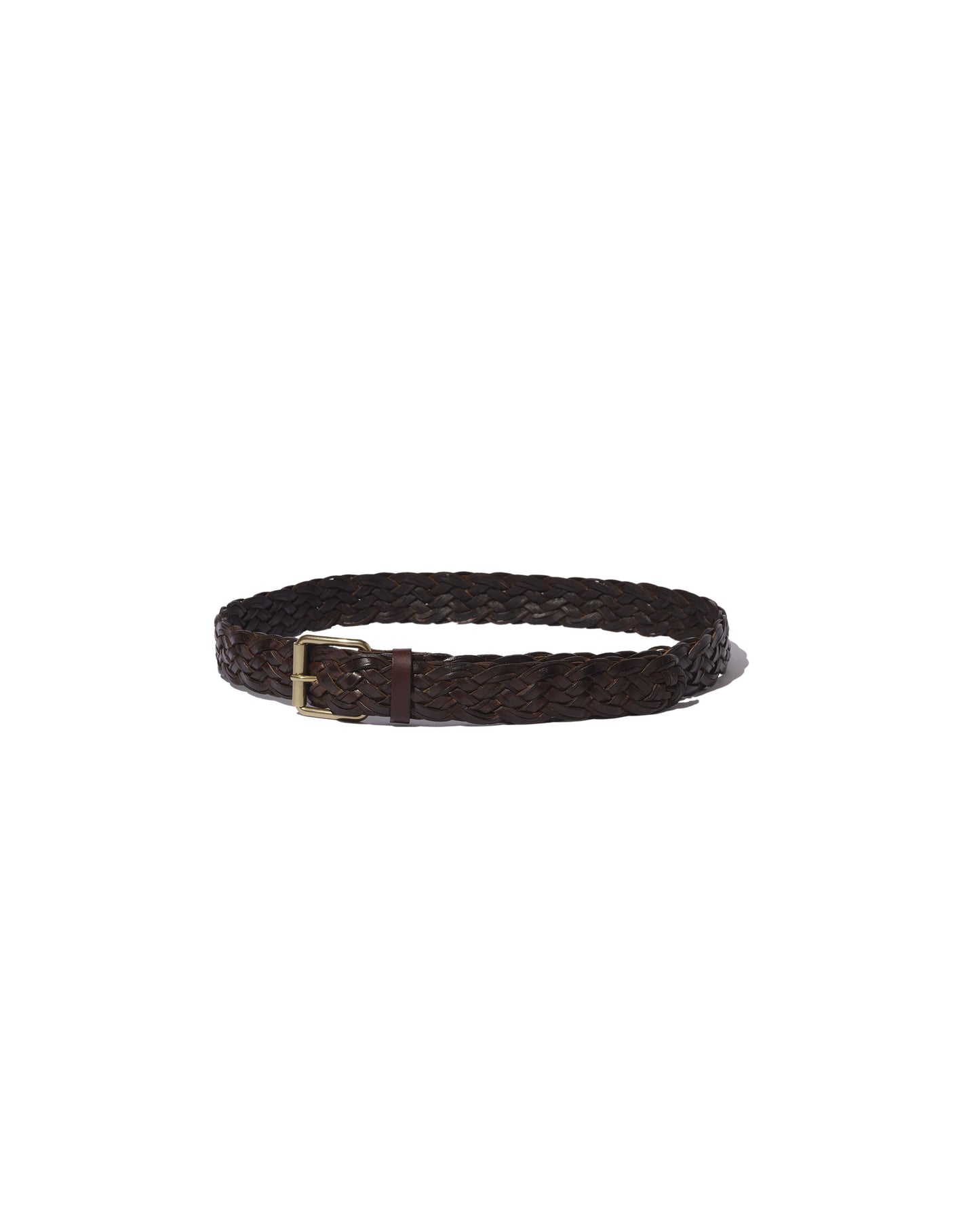 Brown braided vegetable tanned leather belt