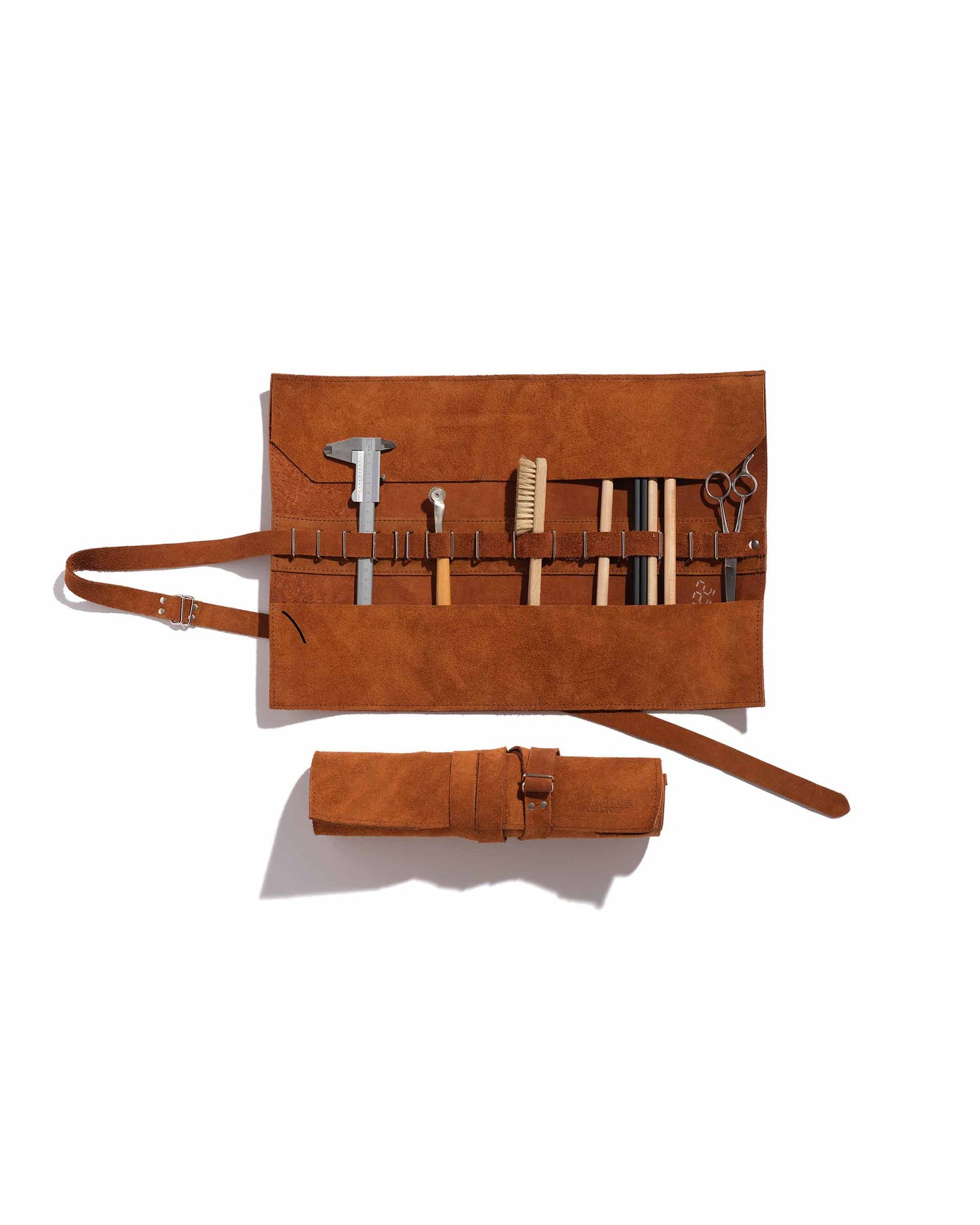 Large leather rolled tool holder