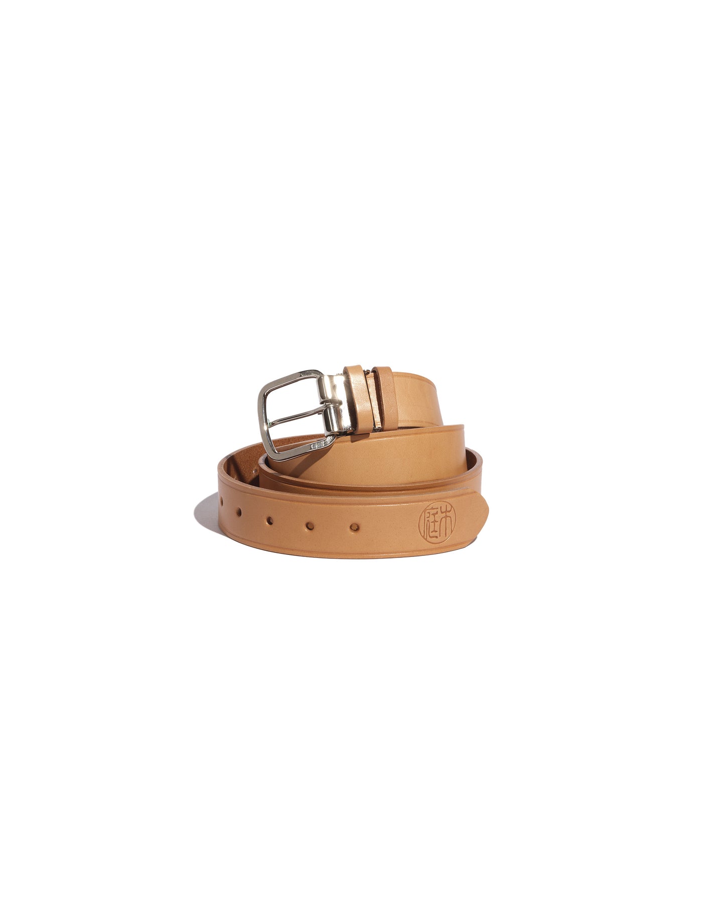 Natural leather belt with removable buckle