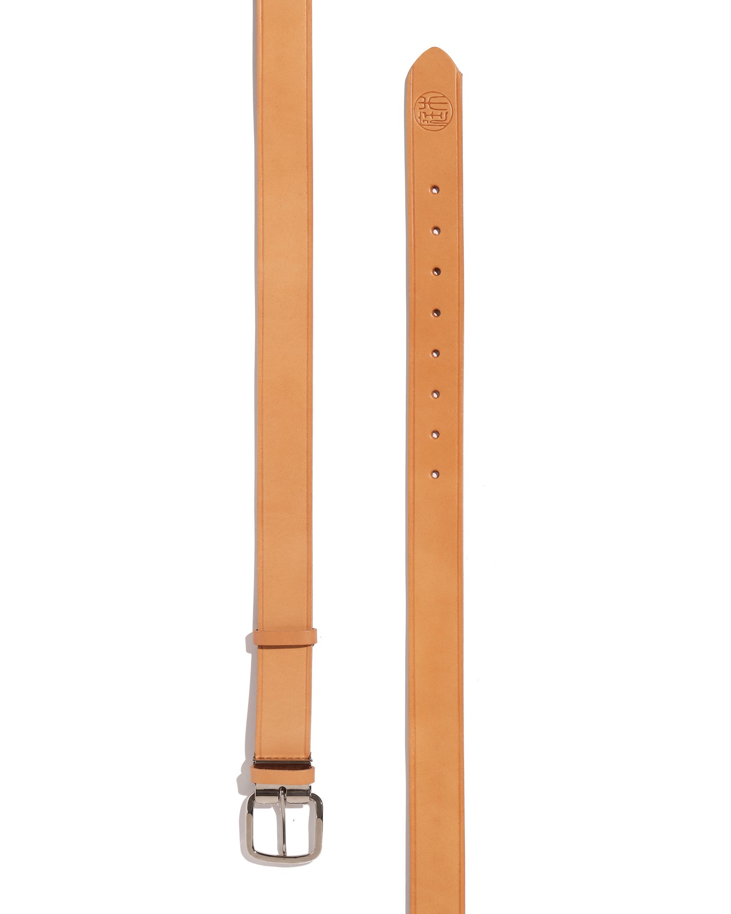 Natural leather belt with removable buckle